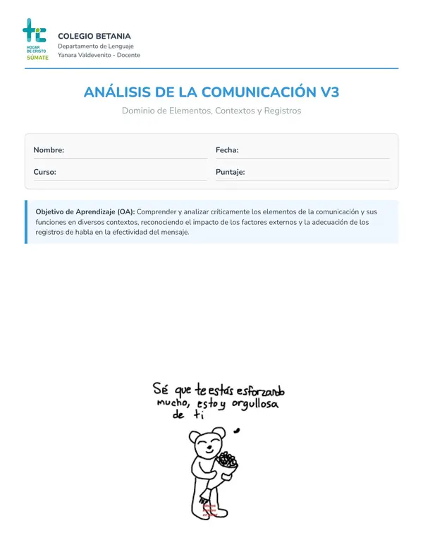 Guía de trabajo: Elementos de la comunicación