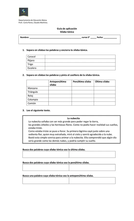 silaba tónica y atona 