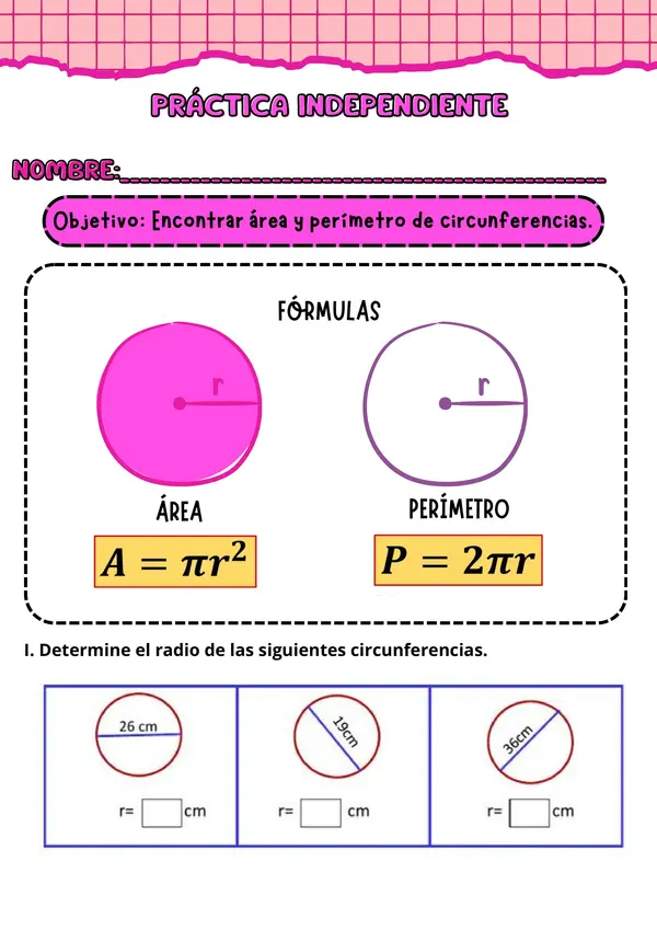 ÁREA Y PERÍMETRO CIRCUNFERENCIA