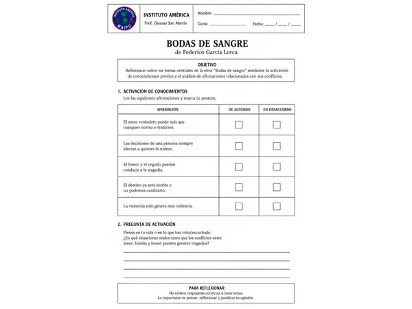 ACTIVIDAD DE ANALISIS - BODAS DE SANGRE