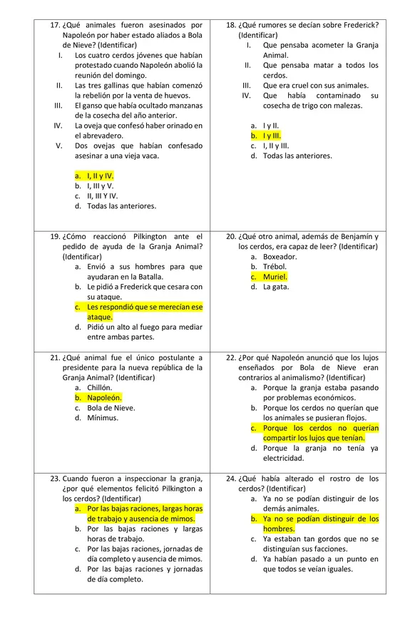 Evaluación Plan Lector "Rebelión en la granja"