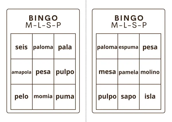 Bingo letras M-L-S-P
