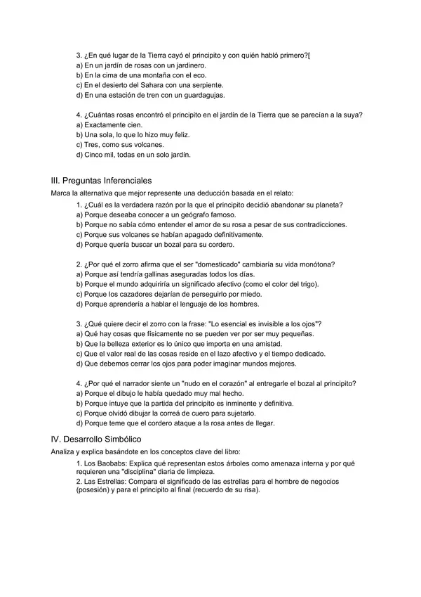 Prueba Integral: "El Principito" – Un Viaje a lo Esencial