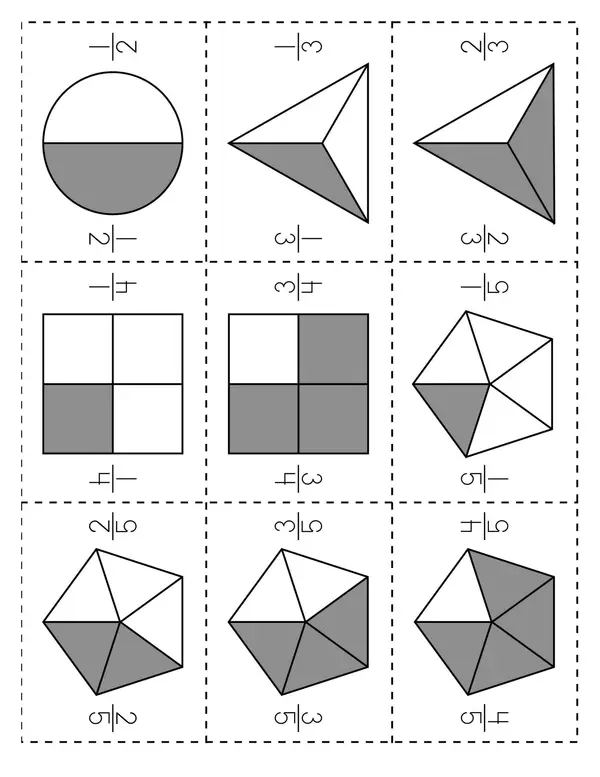 Equivalent fractions memory match game