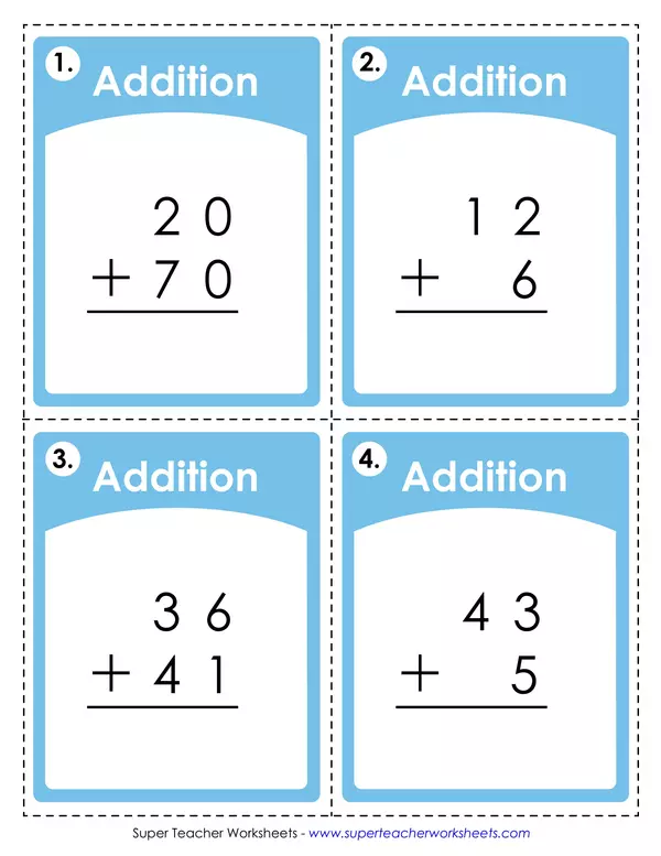 Addition with no regrouping task cards