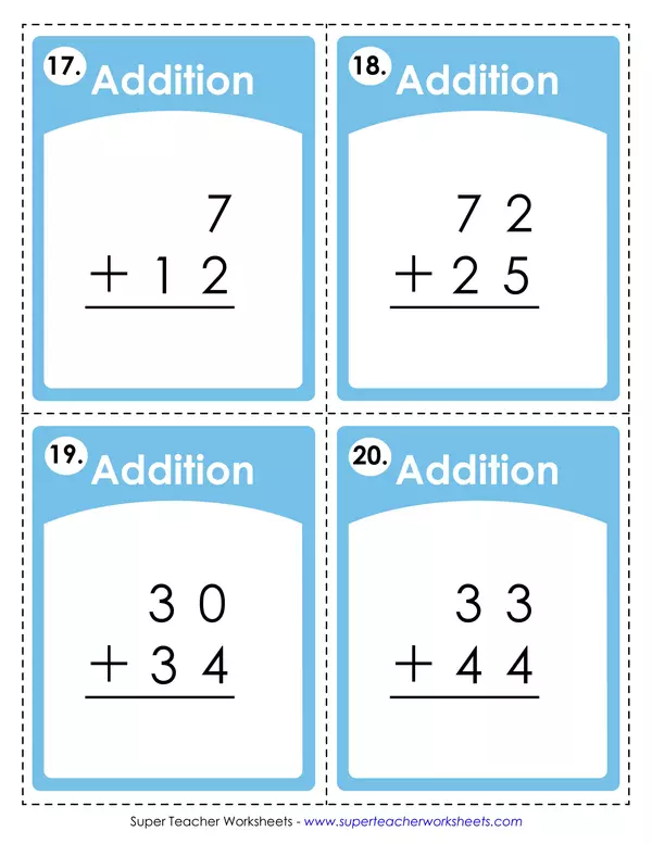 Addition with no regrouping task cards