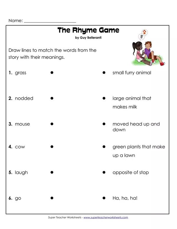The rhyme game- reading comprehension