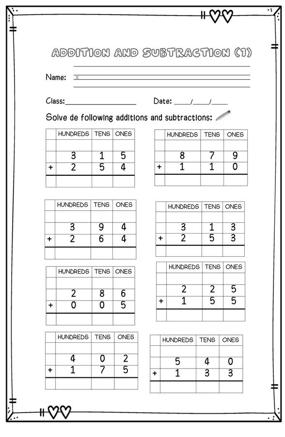 Addition and subtraction challenge