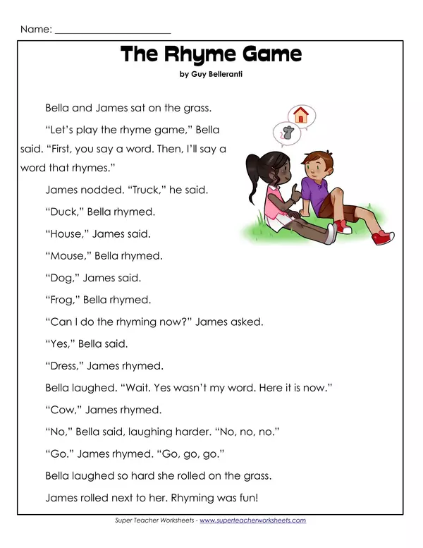 The rhyme game- reading comprehension