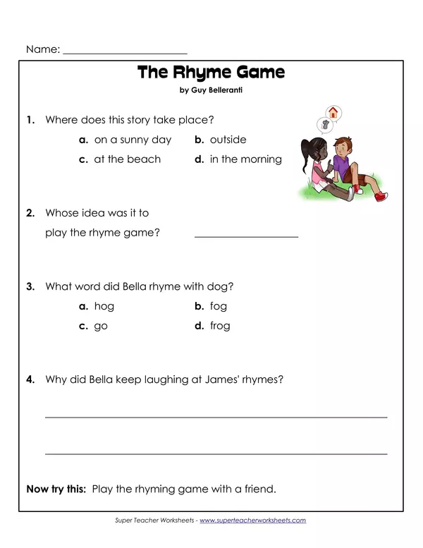 The rhyme game- reading comprehension