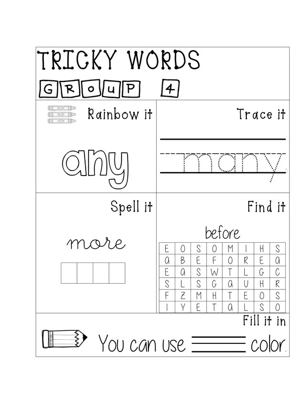 Tricky Words Group 4