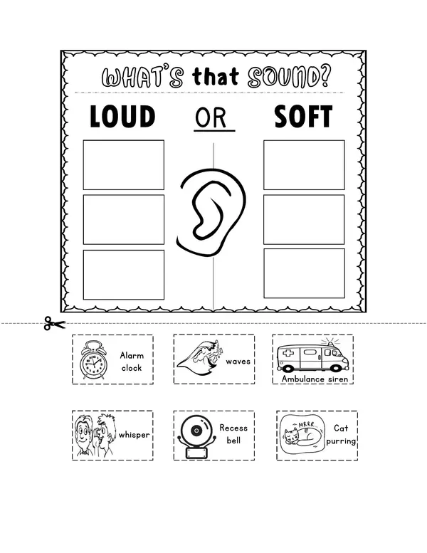 Classifying loud and soft noises worksheet