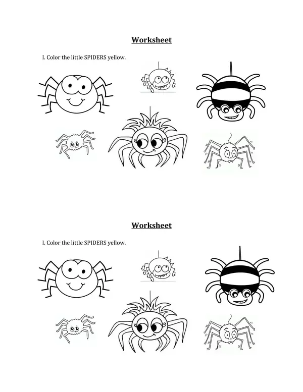 Color the little spiders.