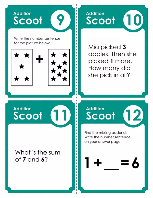 Basic addition scoot game