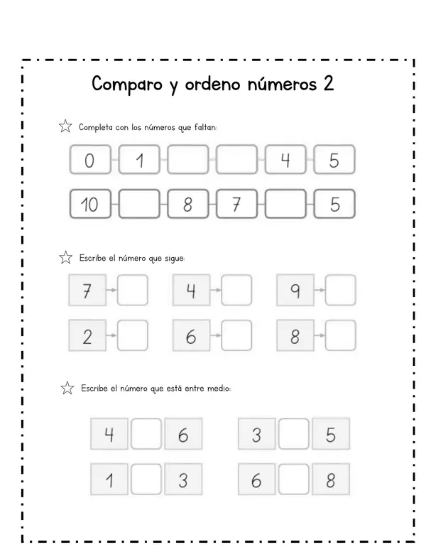 Comparar y ordenar números 2 