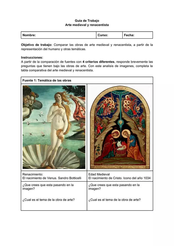 Análisis de Fuentes: Arte Medieval y Renacentista