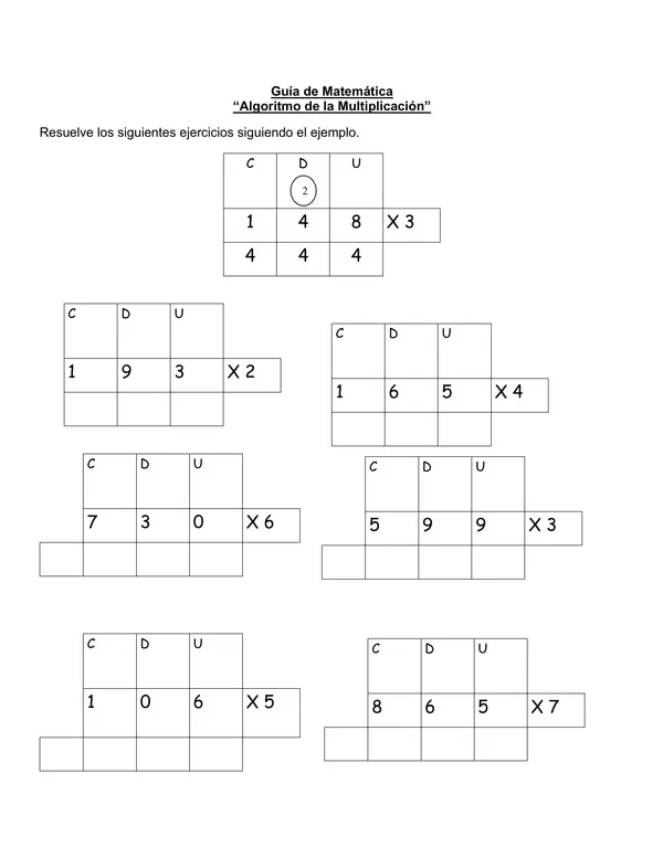 Guía "Algoritmo de la multiplicación"