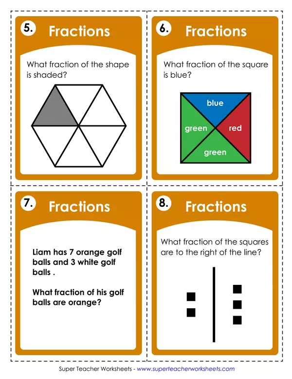 Representation of fractions task cards