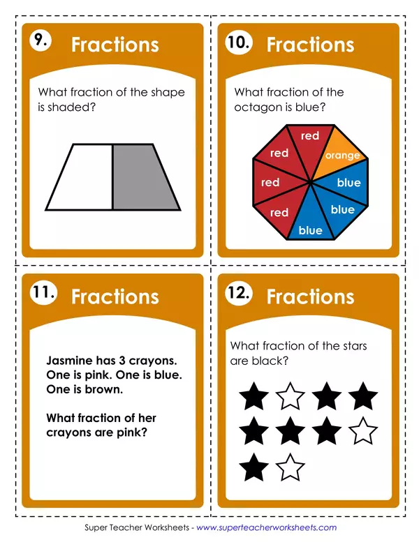 Representation of fractions task cards