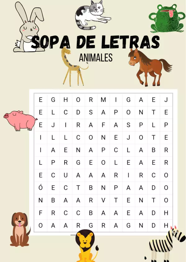 SOPA DE LETRAS "Animales"