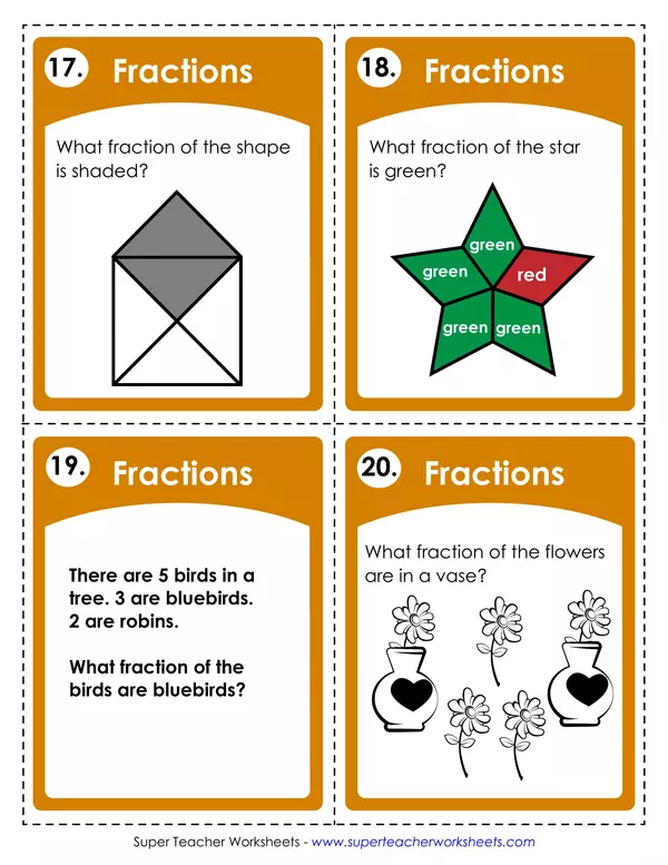 Representation of fractions task cards