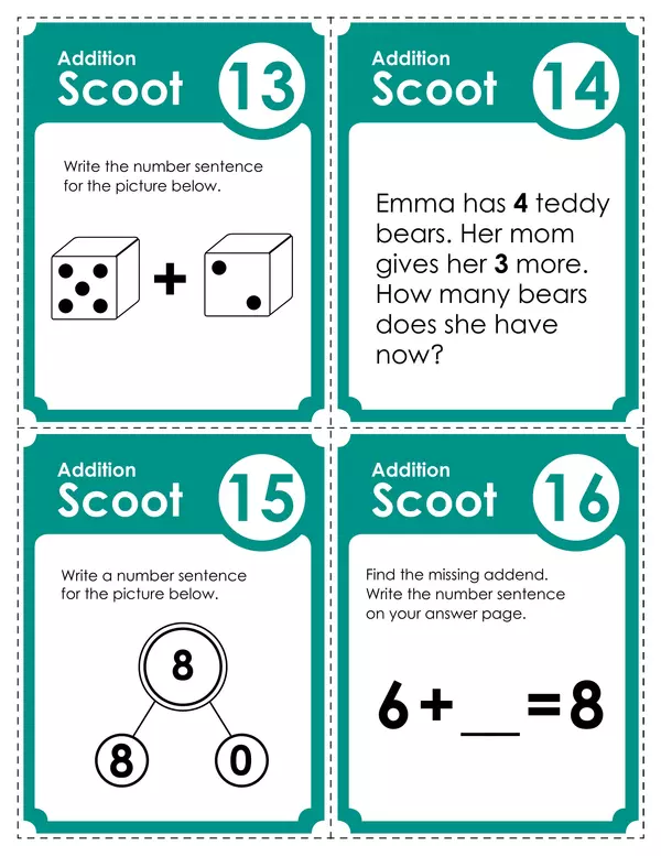 Basic addition scoot game