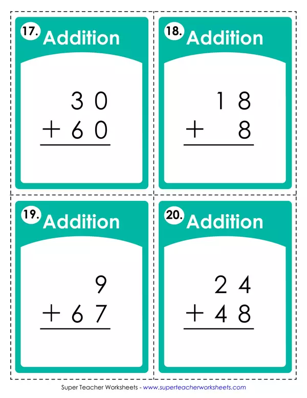 Two digit addition task cards (regrouping)