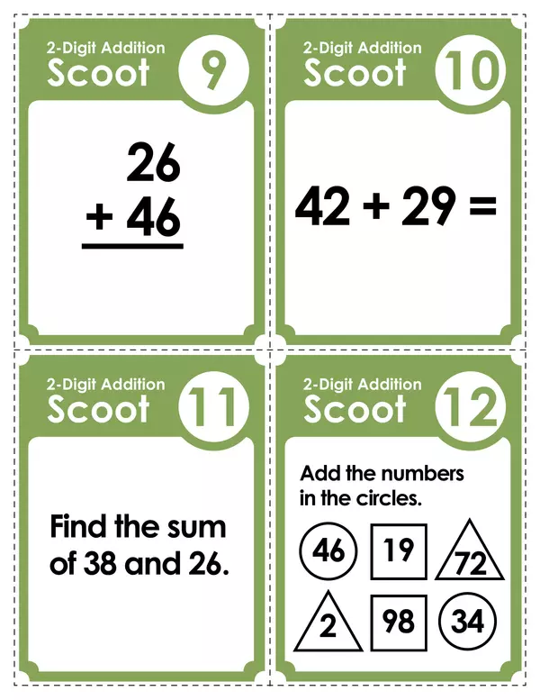 Two digit addition scoot game (regrouping)