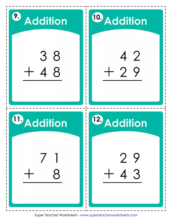 Two digit addition task cards (regrouping)