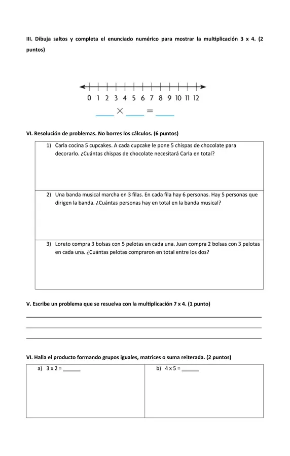 Prueba Comprender la multiplicación