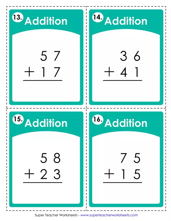 Two digit addition task cards (regrouping)