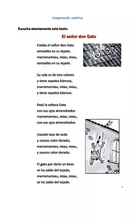 Comprensión auditiva del poema "El señor don Gato".