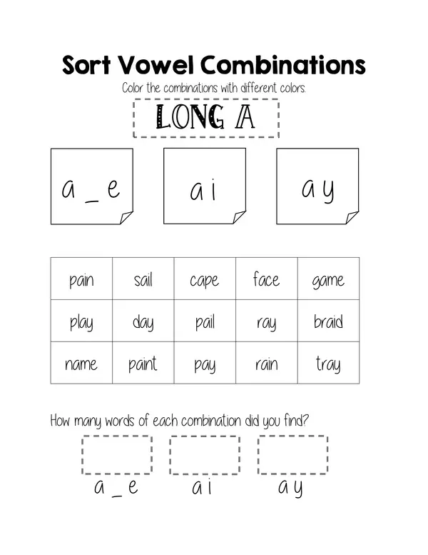 Sort Long Vowel Combinations