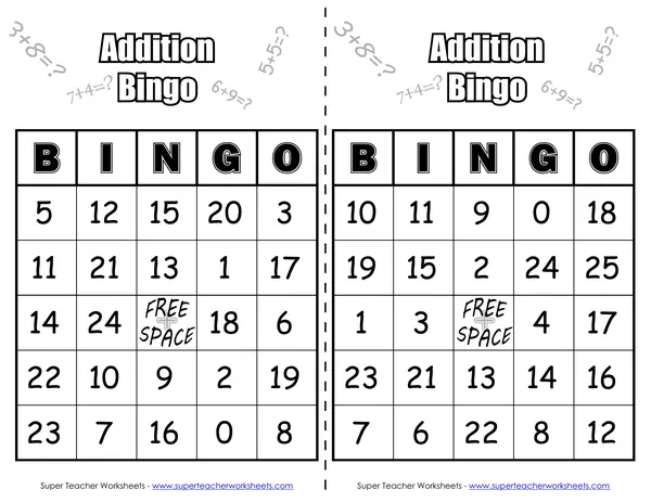 Addition BINGO