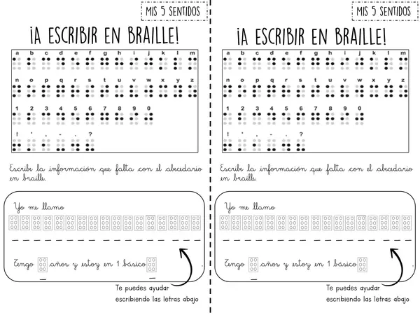 Los sentidos - Escribiendo en Braille