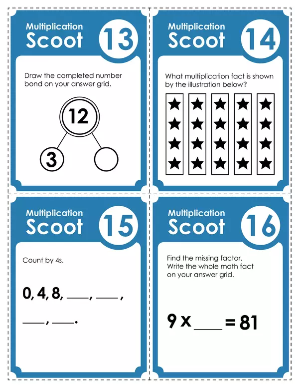 Multiplication scoot game