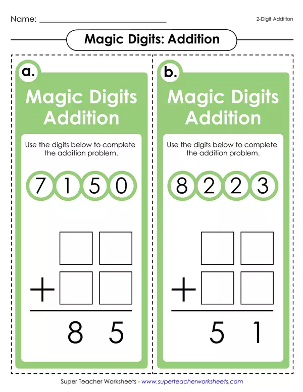 Magic addition Task cards (regrouping)