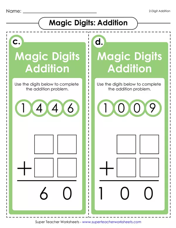 Magic addition Task cards (regrouping)