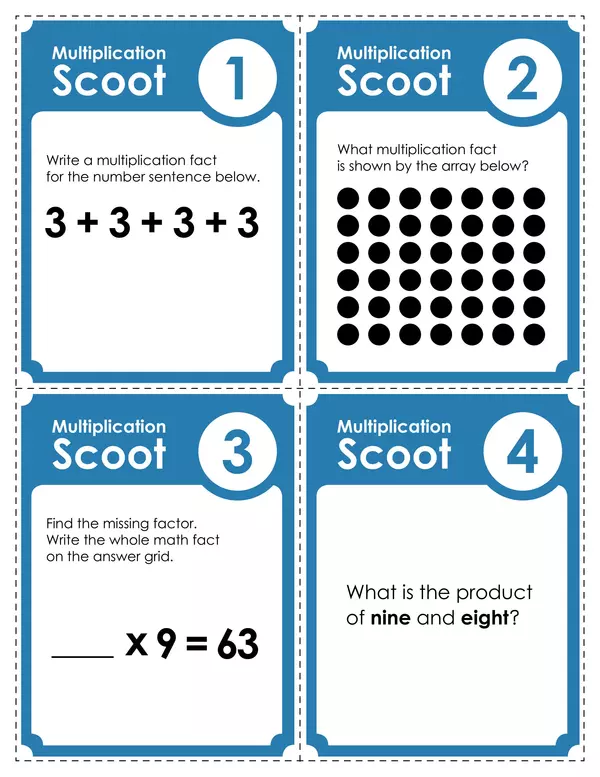 Multiplication scoot game