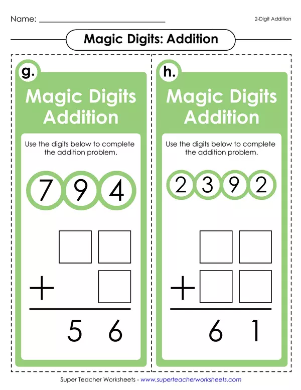 Magic addition Task cards (regrouping)