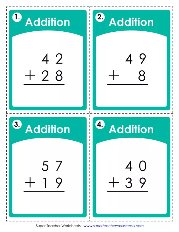 Two digit addition task cards (regrouping)