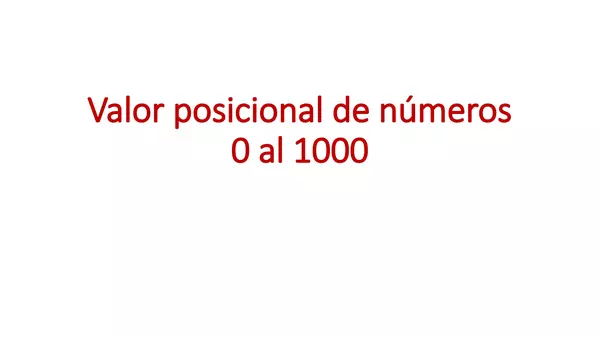 PPT "Valor posicional de números 0 al 1000"