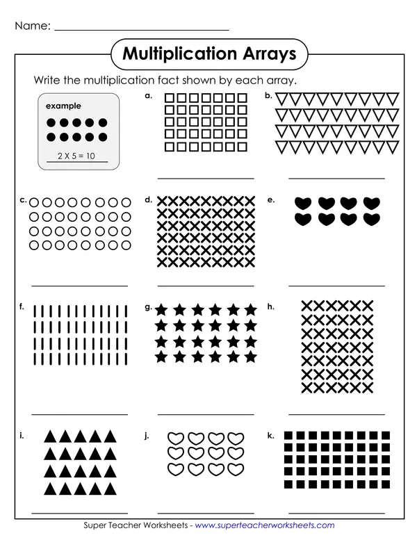 Multiplication arrays worksheet