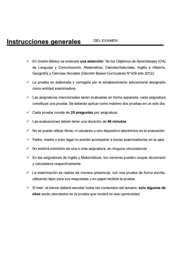 ENSAYO examen libre 5to básico 2026