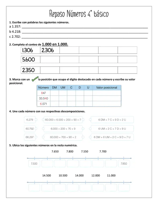 Repaso eje NÚMEROS 4° básico 