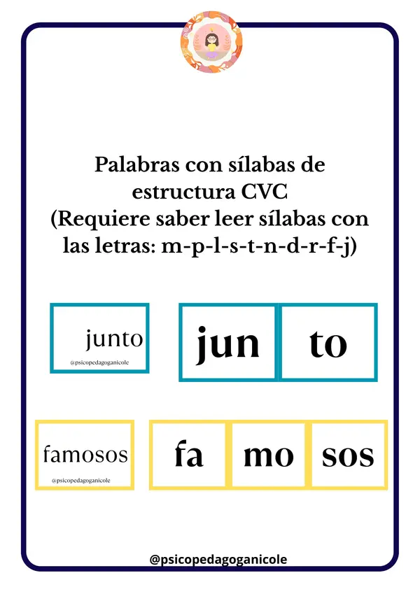 Palabras con sílabas de estructura CVC- Parte II