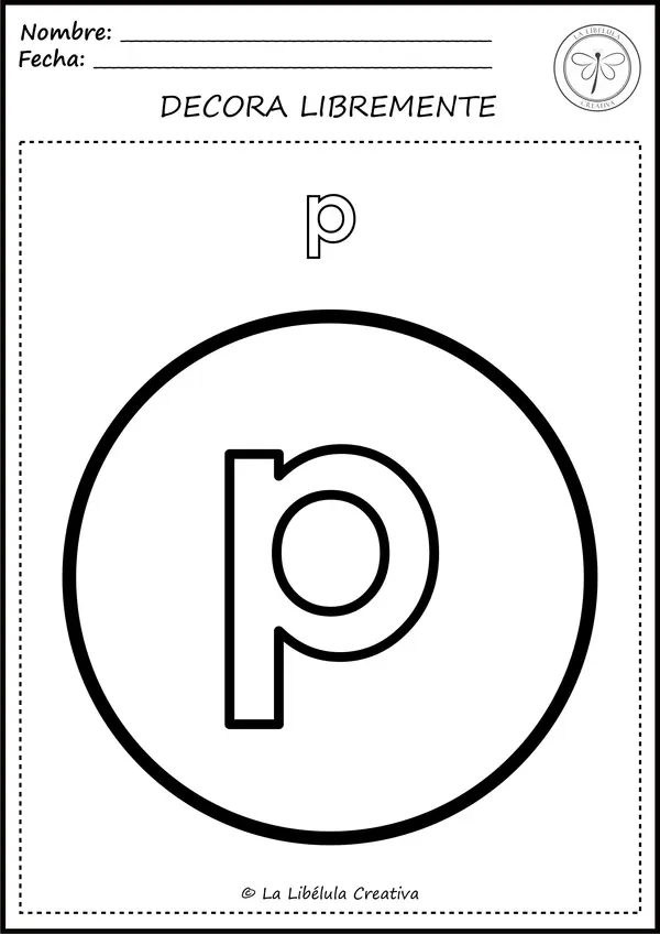 Fichas para colorear Objetos Letra P NO PREP color