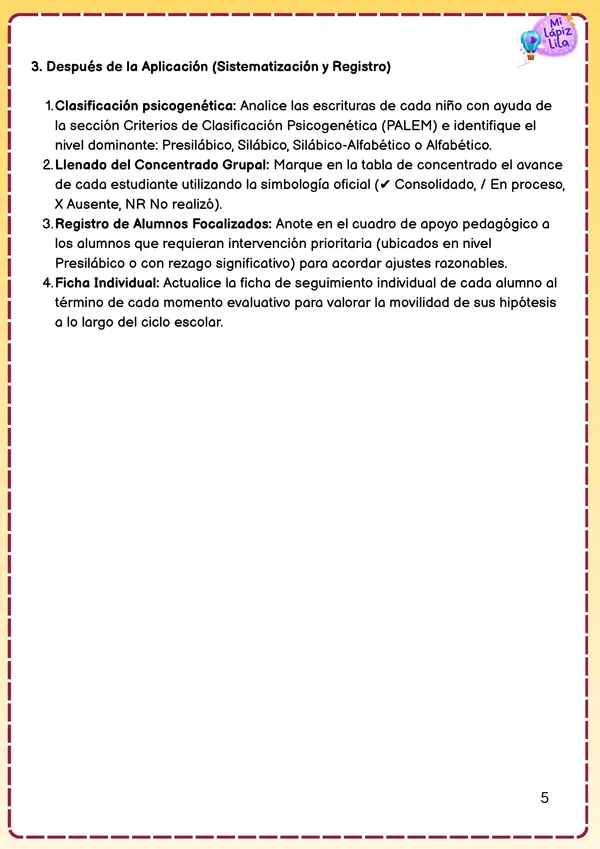 Cuadernillo de Evaluación Inicial de Lectoescritura 
