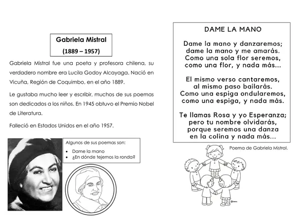 1° básico. Gabriela Mistral para niños. 