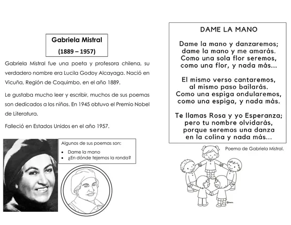 1° básico. Gabriela Mistral para niños. 